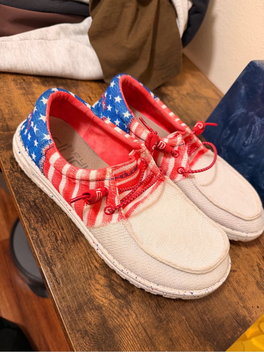 Hey Dude Women’s Americana Canvas Slip-Ons - Red, White & Blue Stars